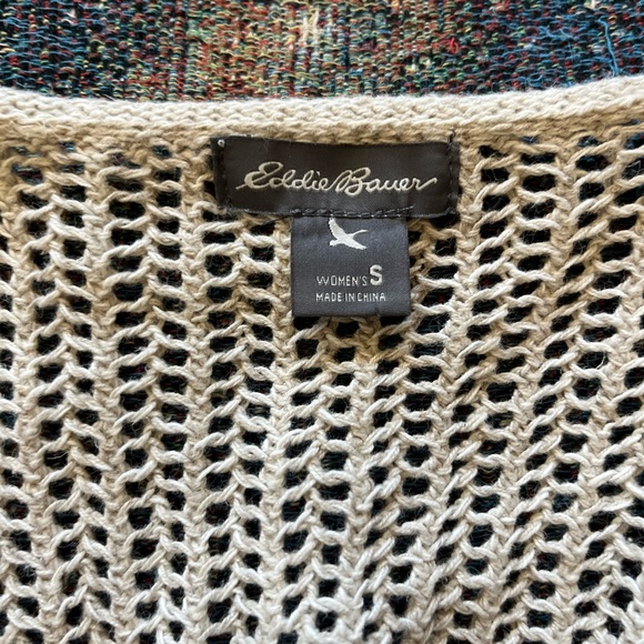 Eddie Bauer Cream Knit Cardigan Vest Women’s S Open-Front Sleeveless Minimalist - Picture 14 of 14